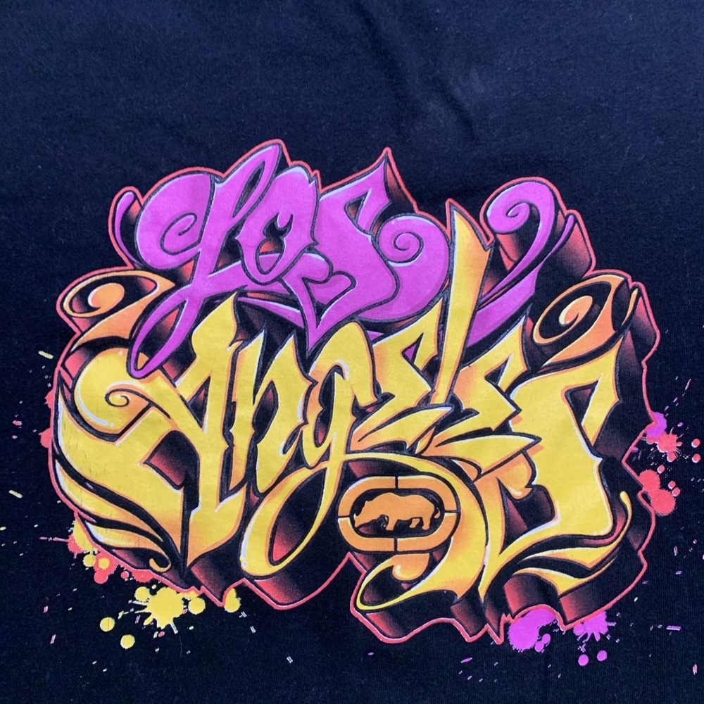 VTG Ecko Unltd Graffiti Graphic T Shirt Mens XL Black Los Angeles Wildstyle Y2K - Picture 2 of 9